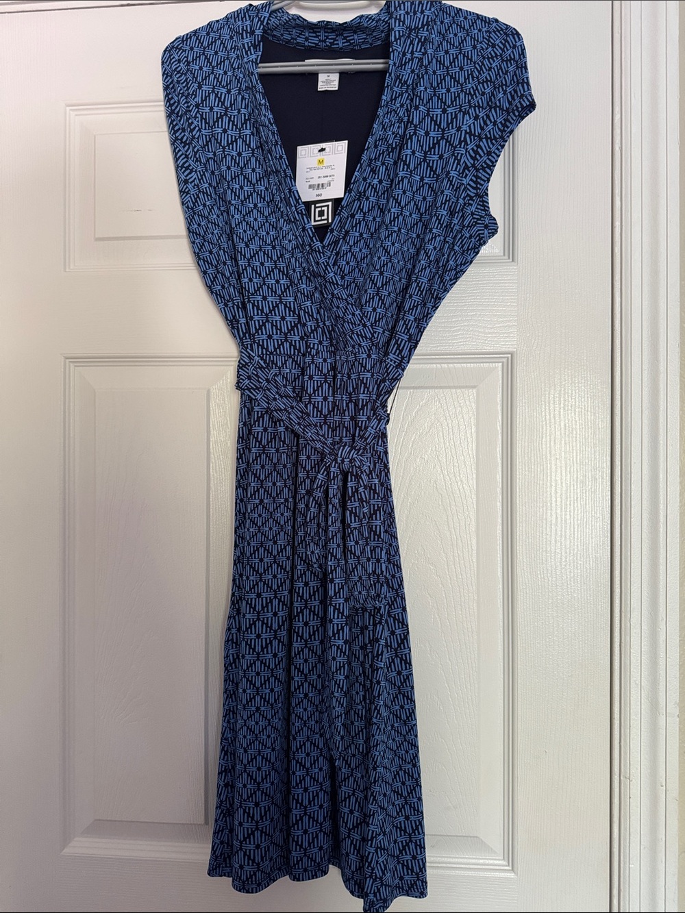 NWT Liz Claiborne Blue Printed Wrap Midi Dress